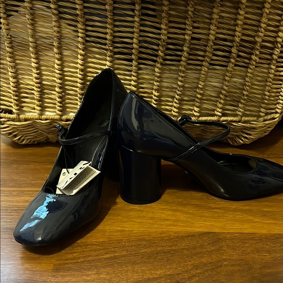 Navy Patent Leather Mary Jane Heels - Picture 1 of 1